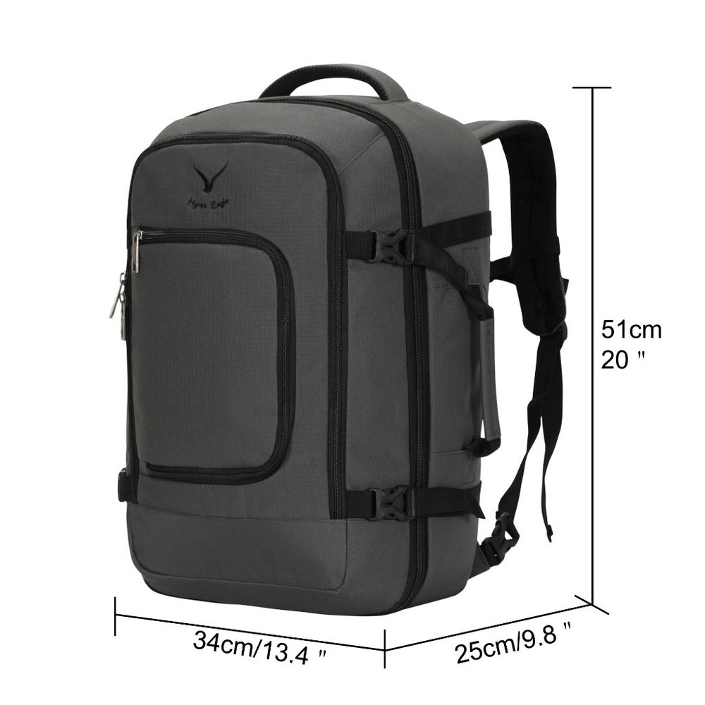Hynes Eagle Travel Backpack 40L Flight Approved Carry on Backpack - Grey - Picture 2 of 7